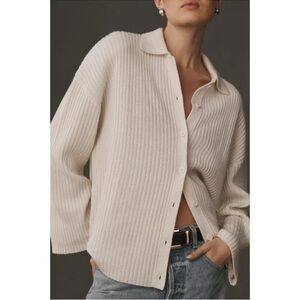 NWT Reformation Fantino Cashmere Sweater Collared Cardigan Cream Medium